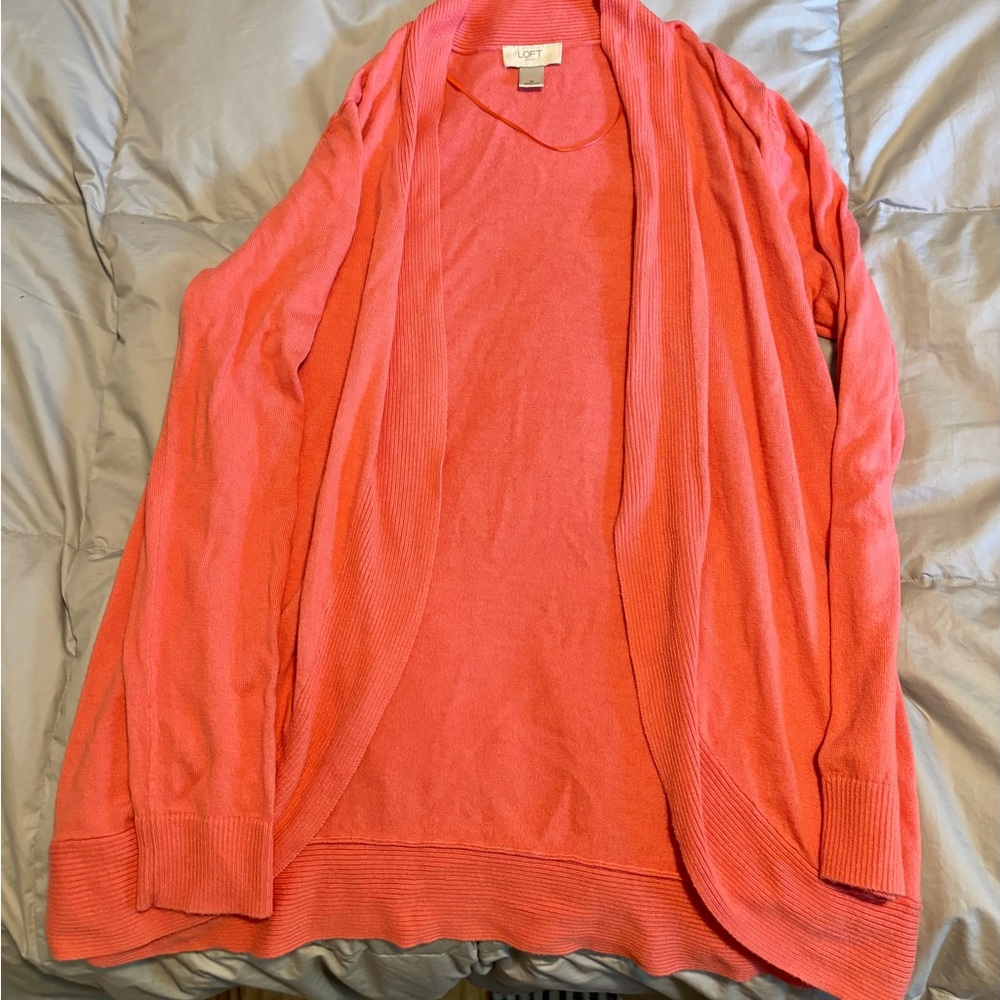 LOFT Vibrant Salmon Cardigan